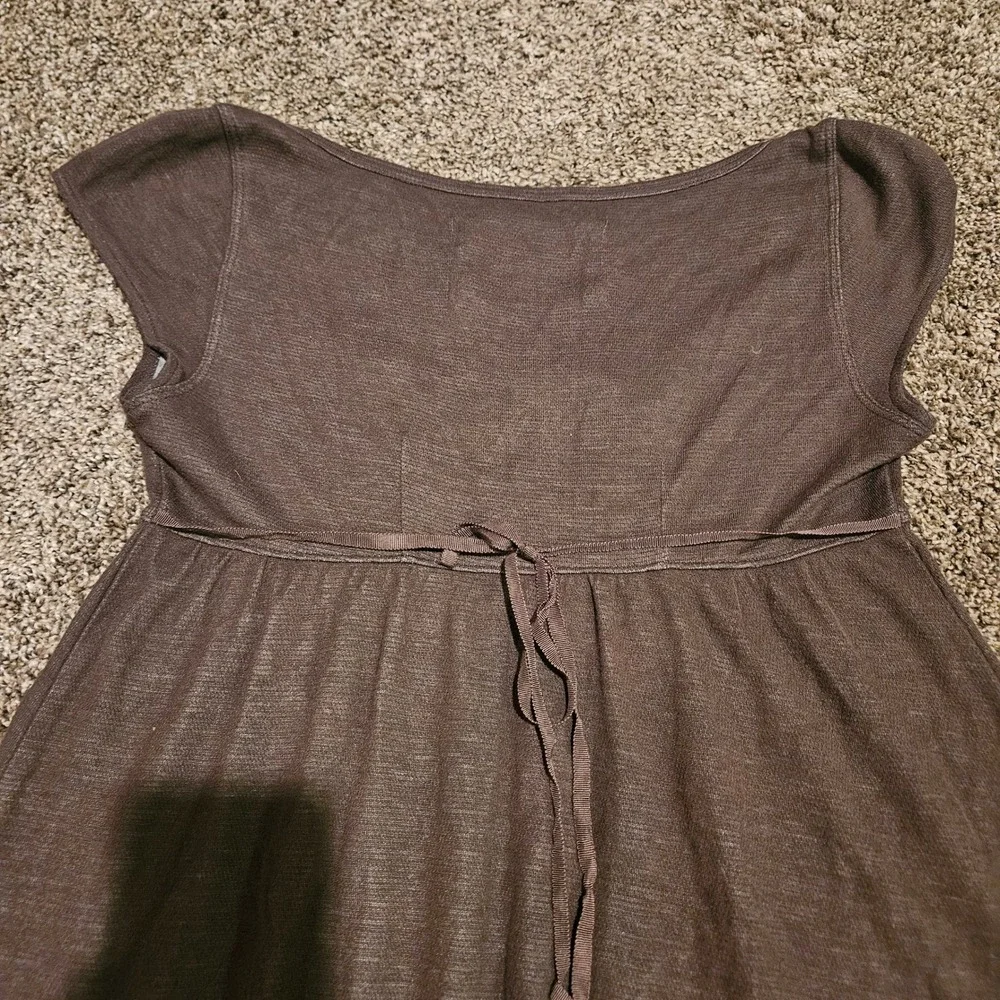 Free People Vintage Y2K Babydoll Top Size S Brown Square Neck Boho Earthy Grunge